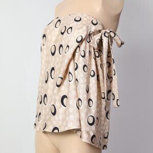 DIANE VON FURSTENBERG Vintage Beige + Navy Polka Dot Strapless Wrap Top